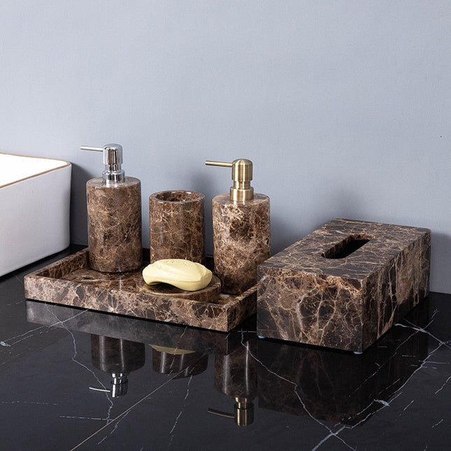 Portasapone in Marmo Naturale Marrone