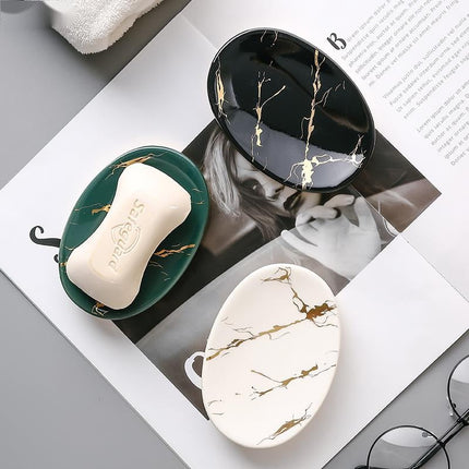 Portasapone ovale design effetto marmo