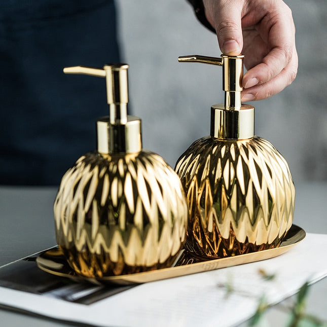 Dosatore Sapone Design Dorato Lavorato