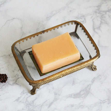 Portasapone da bagno vetro e ottone