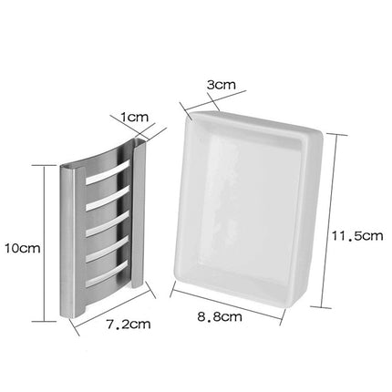 Portasapone quadrato ceramica e acciaio