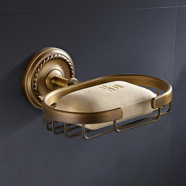 Cestino portasapone da muro in ottone