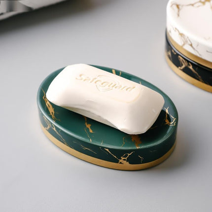 Portasapone ovale design effetto marmo