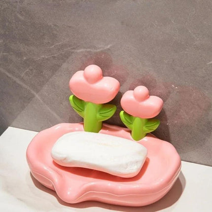 Portasapone in ceramica a forma di fiore