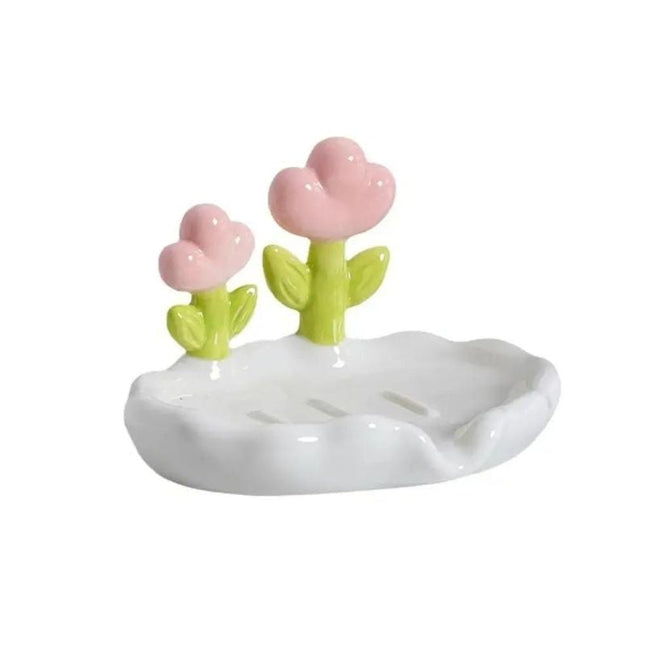 Portasapone in ceramica a forma di fiore