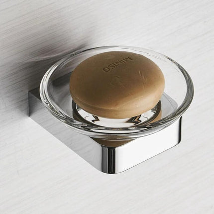 Portasapone da parete rotondo in vetro