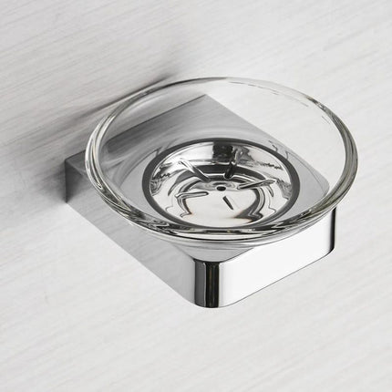 Portasapone da parete rotondo in vetro