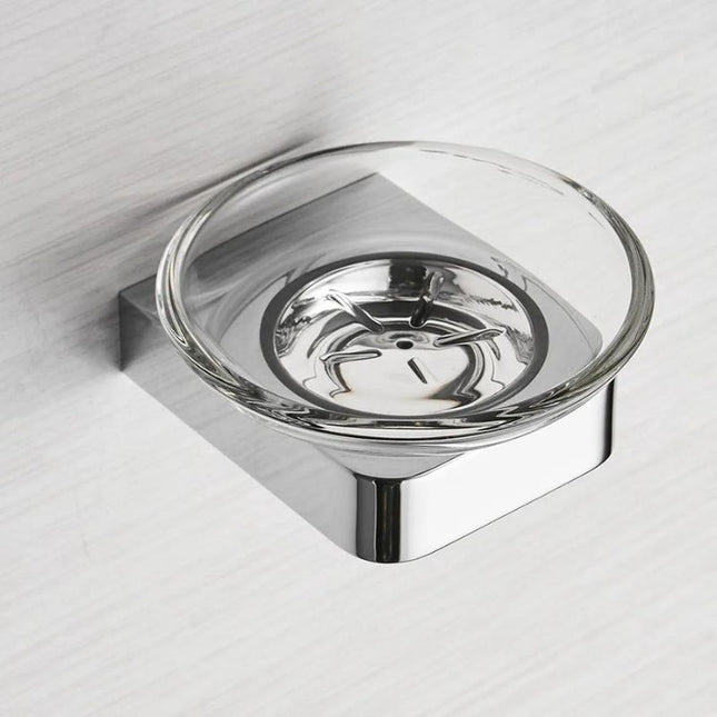 Portasapone da parete rotondo in vetro