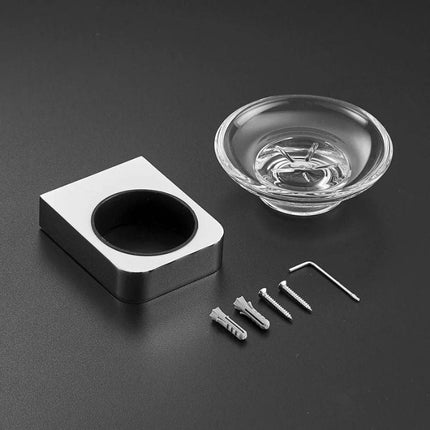 Portasapone da parete rotondo in vetro