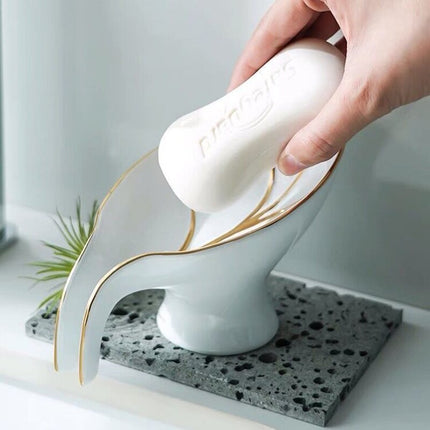 Portasapone a forma foglia ceramica