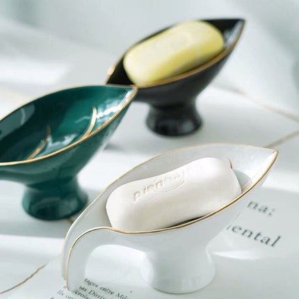 Portasapone a forma foglia ceramica