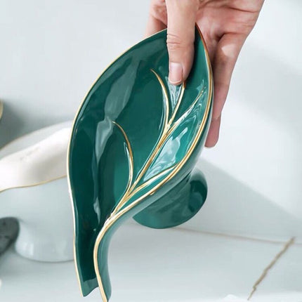 Portasapone a forma foglia ceramica