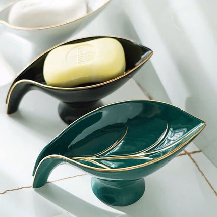Portasapone a forma foglia ceramica
