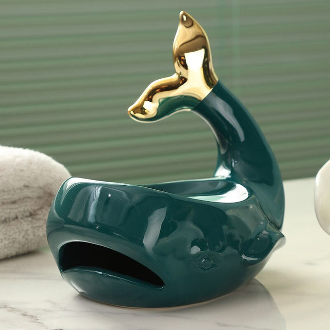 Portasapone balena in ceramica design