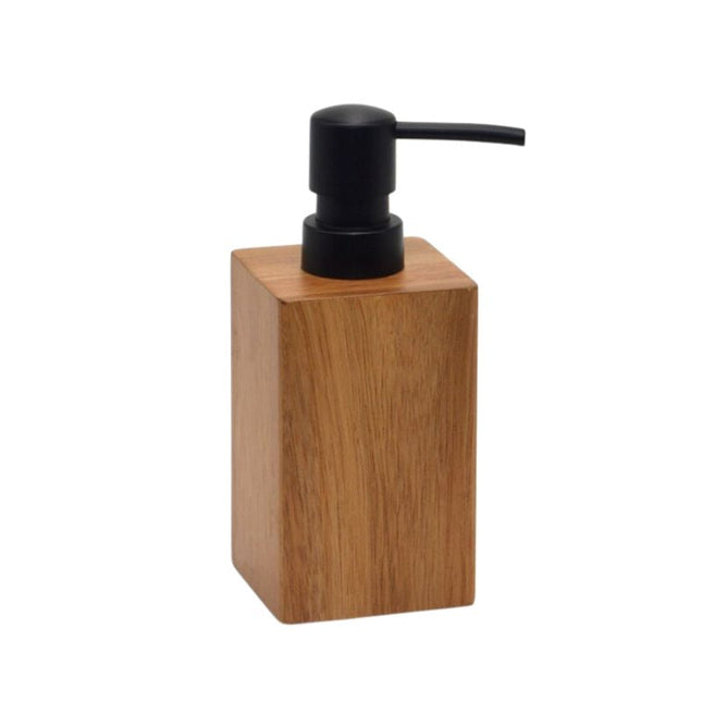 Dispenser sapone in legno di acacia.