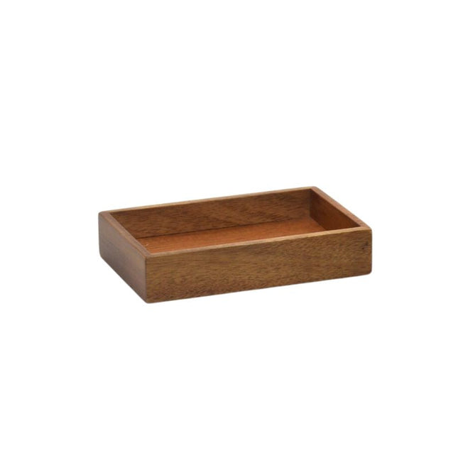 Dispenser sapone in legno di acacia.