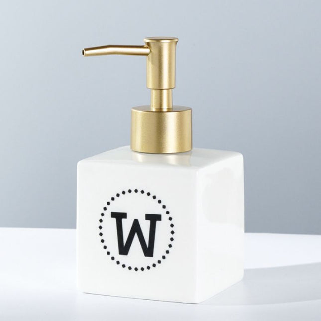 Dispenser sapone design con iniziale W.