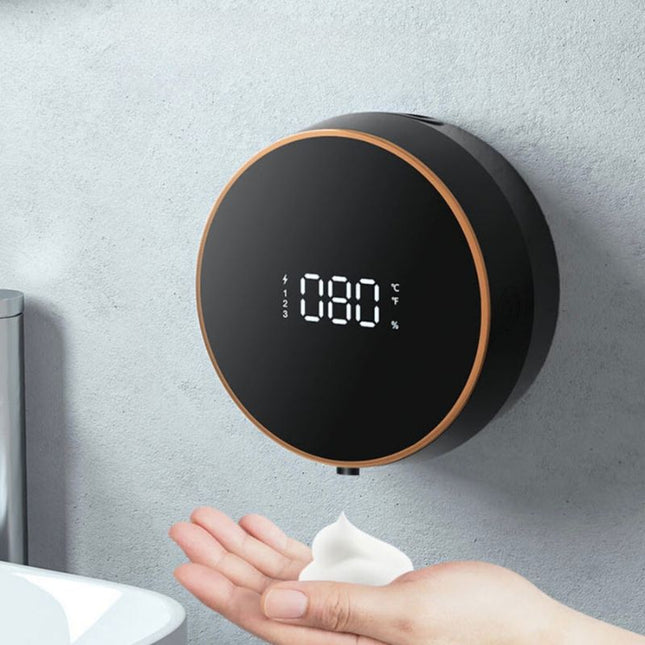 Dispenser sapone ricaricabile da parete.