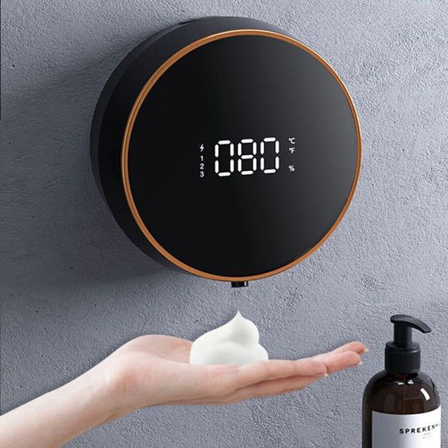 Dispenser sapone ricaricabile da parete.