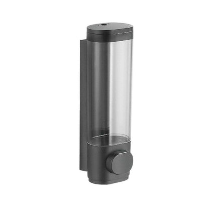 Dispenser sapone da parete trasparente.