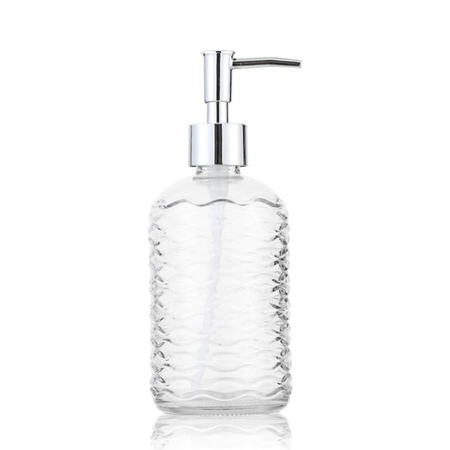Dispenser sapone in vetro design ondulato.