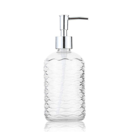 Dispenser sapone in vetro design ondulato.