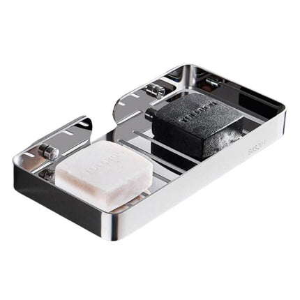 Portasapone doppio grande in acciaio inox