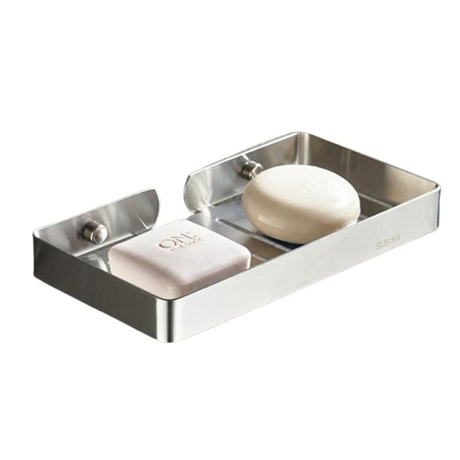 Portasapone doppio grande in acciaio inox