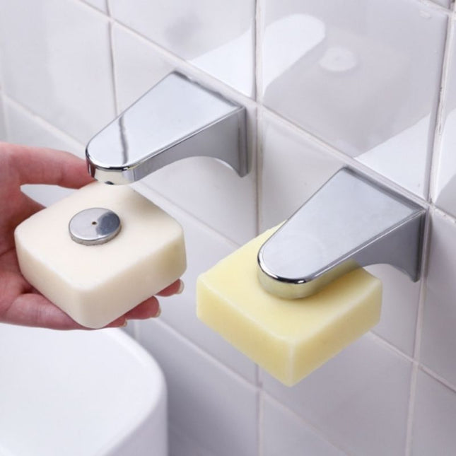 Portasapone magnetico da muro cromato
