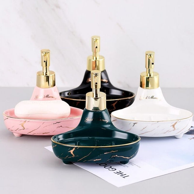 Dispenser con Portasapone Integrato Marmo