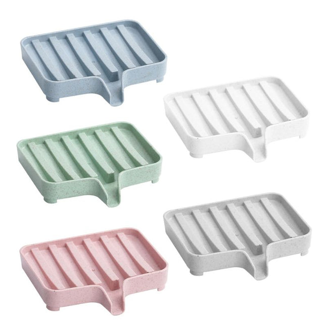 Portasapone da lavandino con scarico acqua.