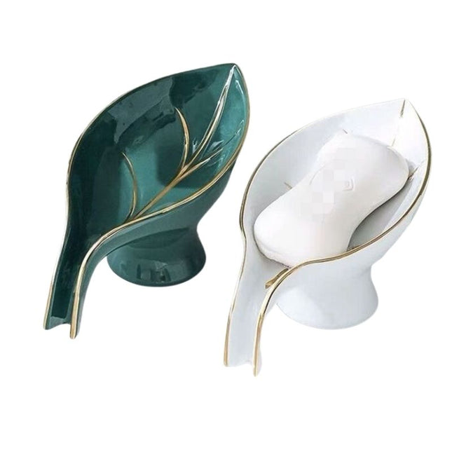Portasapone a forma foglia ceramica