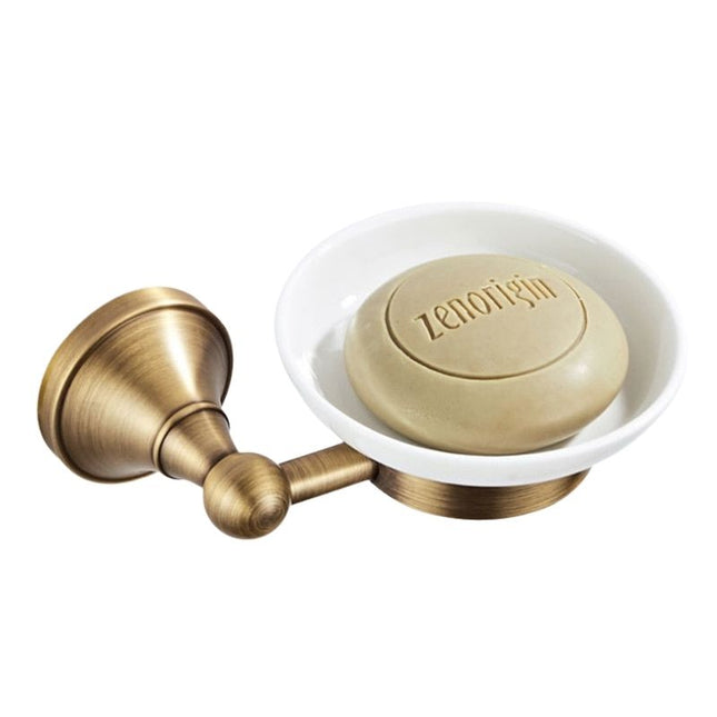 Portasapone murale in ottone e ceramica