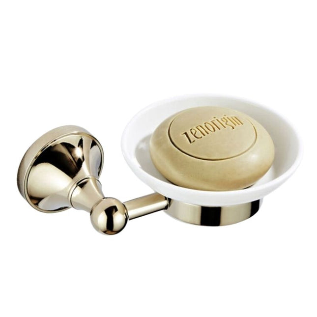 Portasapone murale in ottone e ceramica