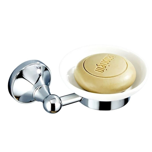 Portasapone murale in ottone e ceramica