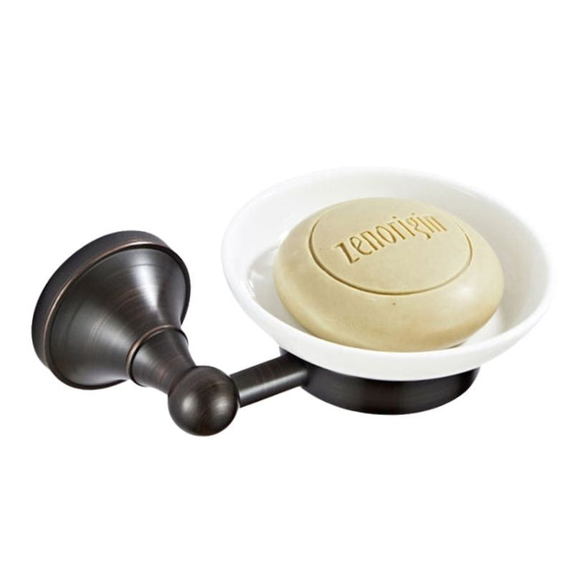 Portasapone murale in ottone e ceramica