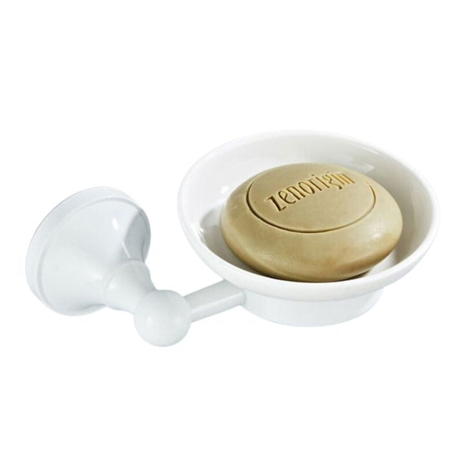 Portasapone murale in ottone e ceramica