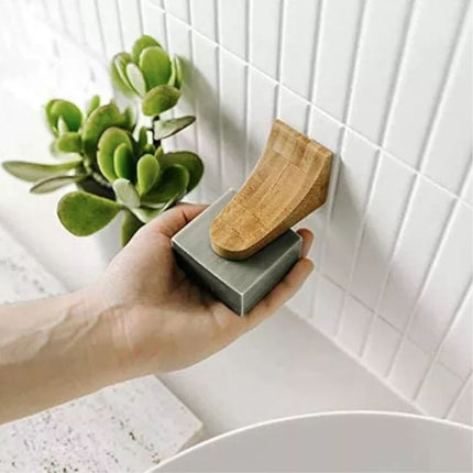 Portasapone magnetico in legno naturale