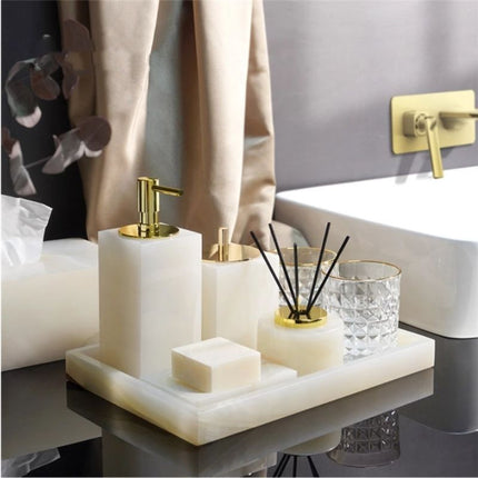 Portasapone Rettangolare Marmo Naturale Bianco