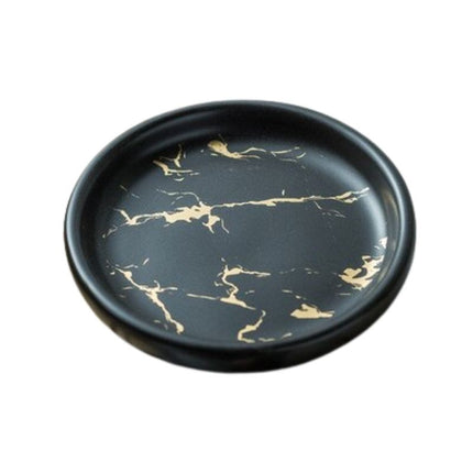 Portasapone Rotondo Effetto Marmo Nero