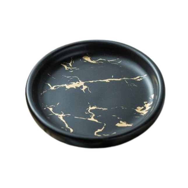 Portasapone Rotondo Effetto Marmo Nero