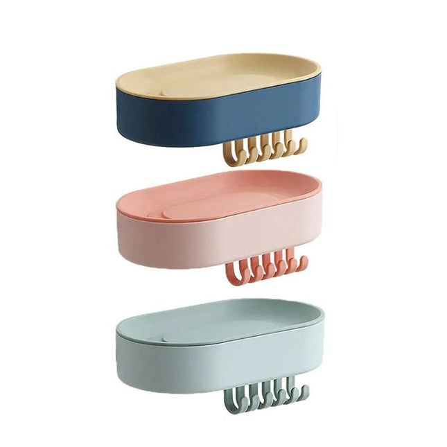 Portasapone da parete adesivo con ganci