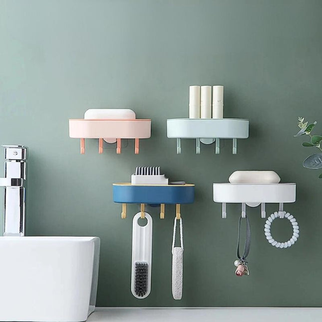 Portasapone da parete adesivo con ganci