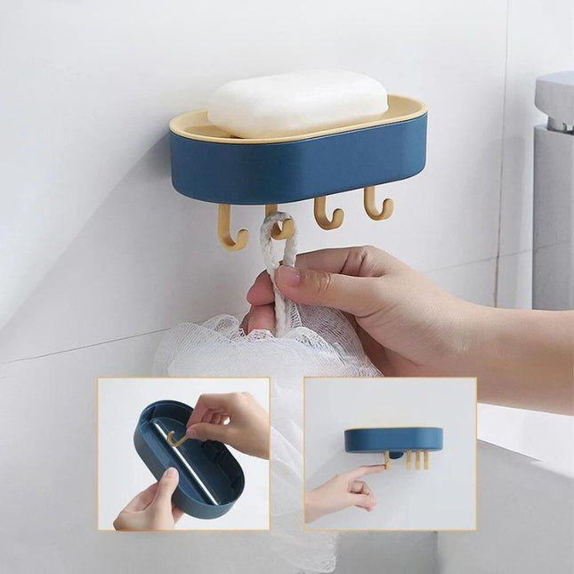 Portasapone da parete adesivo con ganci